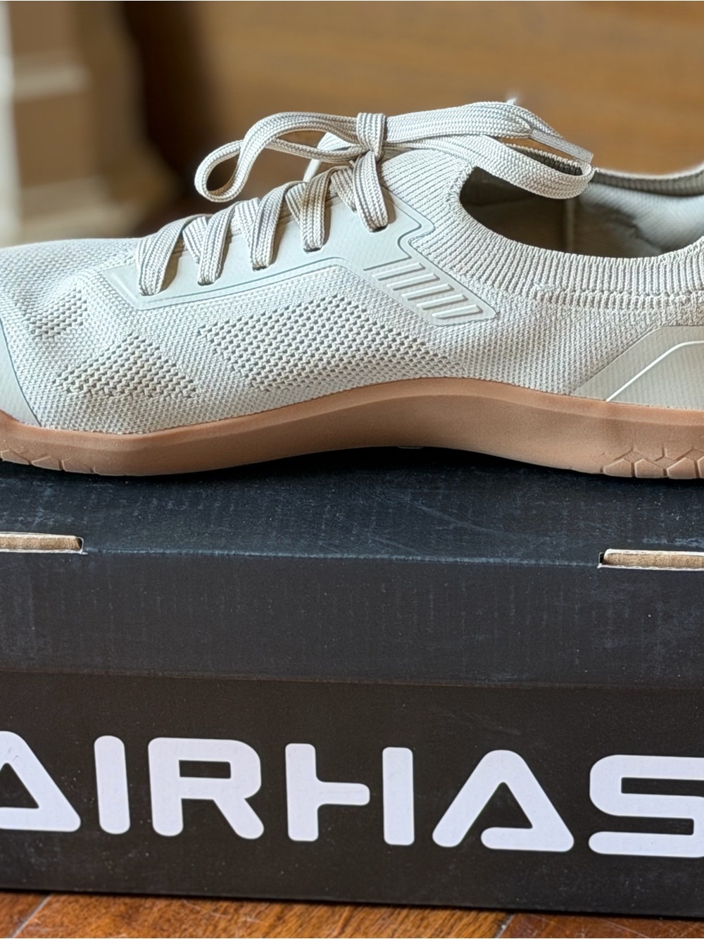 Airhas Lightweight Knit Sneaker in Light Beige with Gum Sole